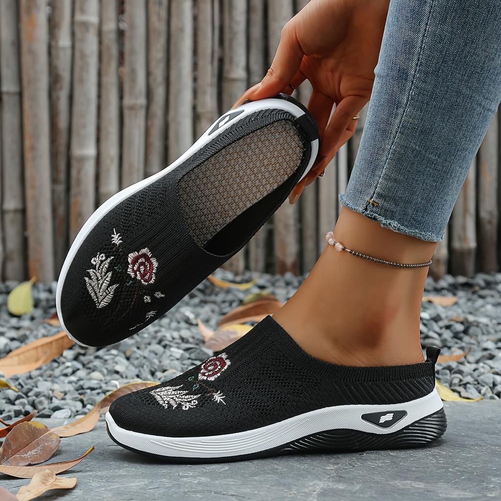 Easy Slip-On Lazy Slides Chinese Style Mesh Upper Shoes Spring Summer Outdoor Home Casual, Women Shoes(The Sizing Runs Big)
