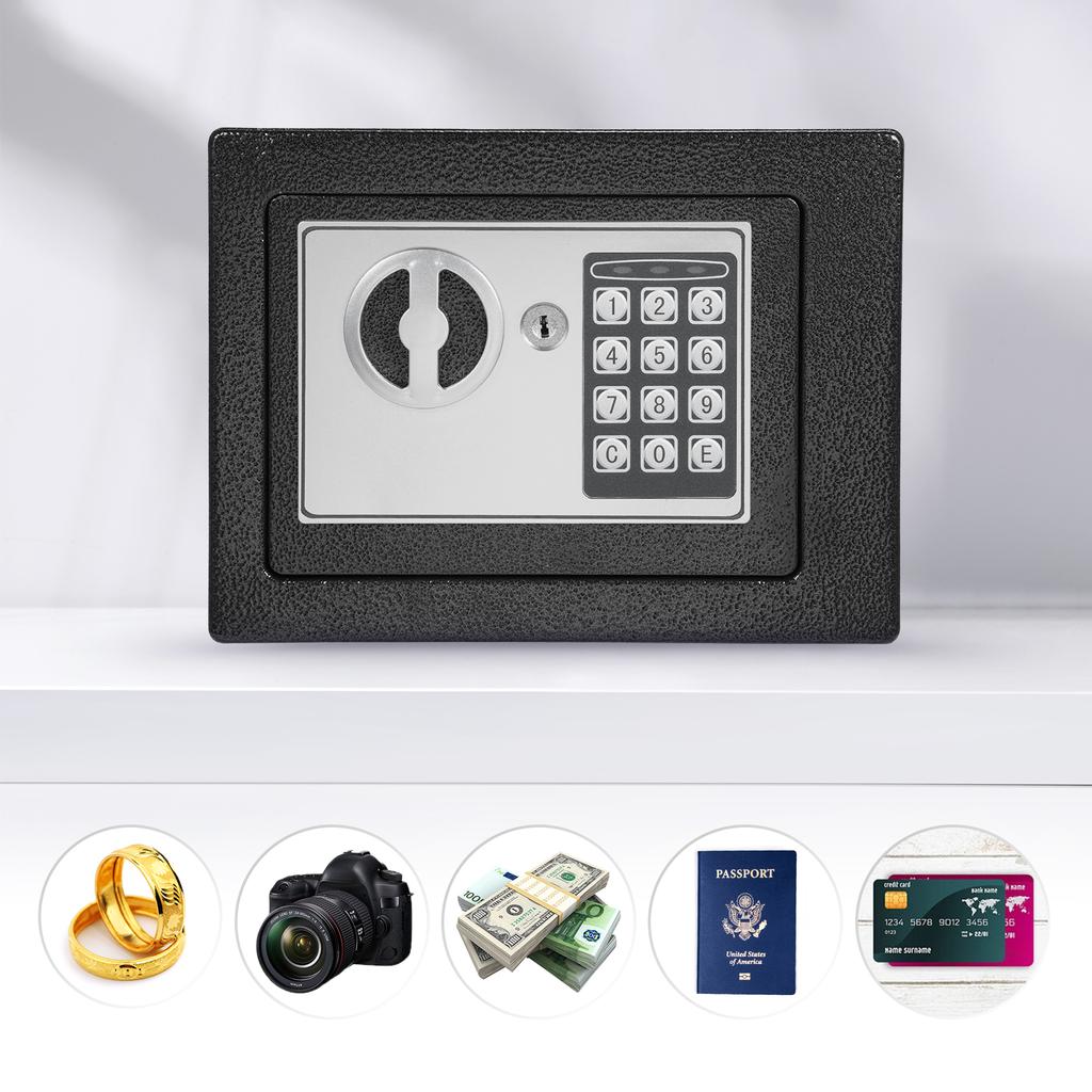 Cajas Fuertes para el Hogar Caja Impermeable Ignífuga + Bolsa para Documentos con Teclado y 2 Llaves de Repuesto Digital para el Hogar