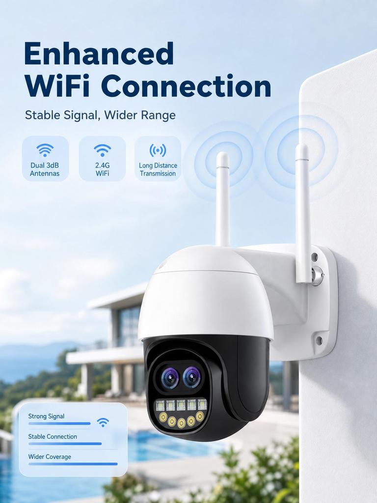 AIOOK Dual lens HD 10MP outdoor camera 5X ZOOM WIFI camera mobile tracking full-color night vision two-way intercom ICSEE APP