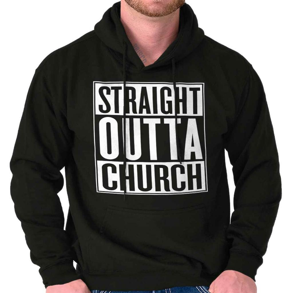 Funny Christian Faith Straight Outta Church Hoodie Hooded Sweatshirt Men Women
