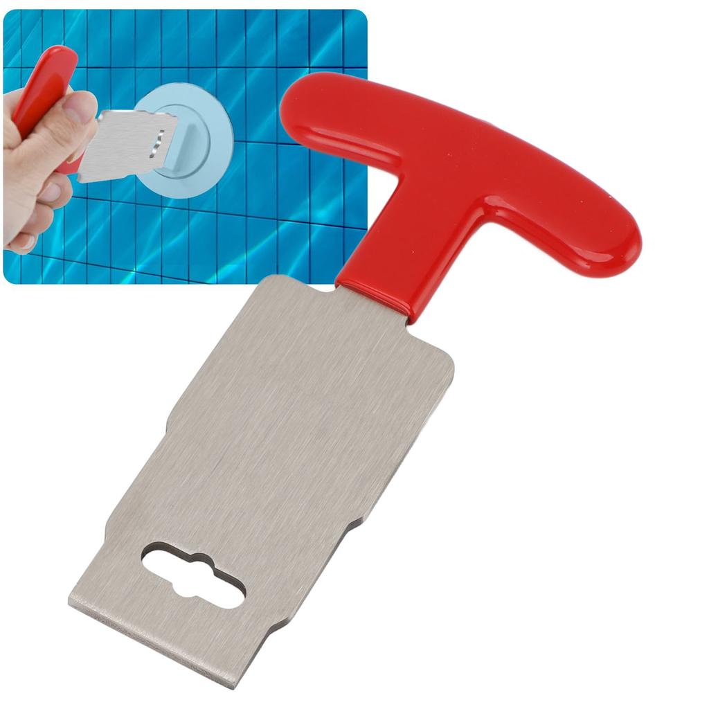 Swimming Pool Eyeball Seat Removal Tool, Stainless Steel Pool Plug Removal Tool with Rubber Handle for Swimming Pool,  a,