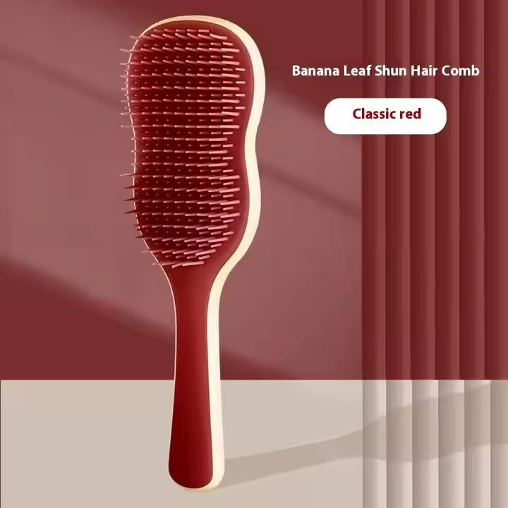 Plastic Banana Leaf Shape Detangling Hair Brush Wet and Dry Massage Hair Brush