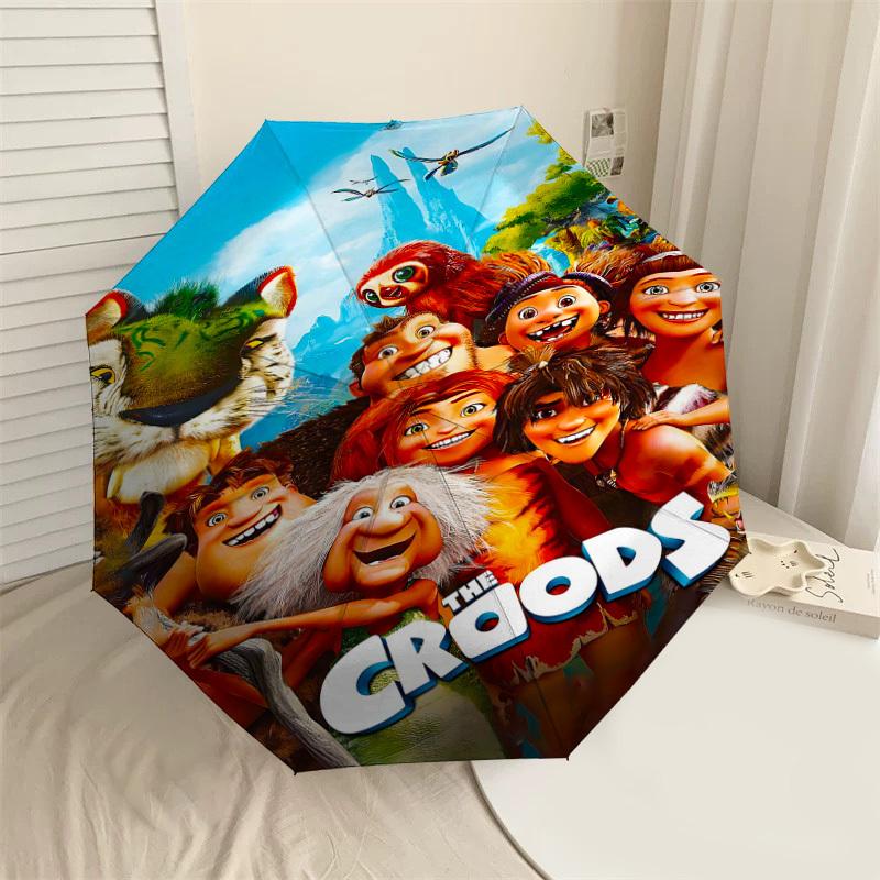 

1pc The Croods Automatic Open/Close Umbrella Compact Folding Umbrella with 8-Rib Shaft lightweight esign, for Women/Men1227A