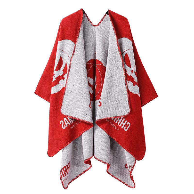 Ethnischer Stil Doppelseitiger Kaschmir-ähnlicher Schal Umhang für Herbst und Winter