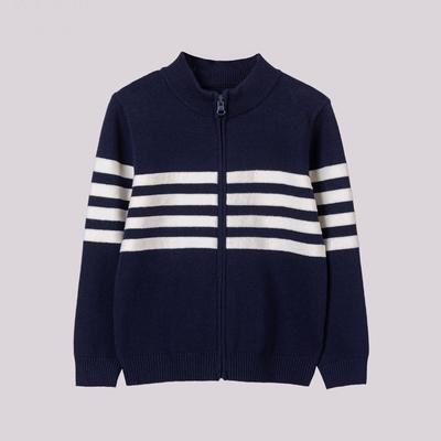 Kinderbekleidung Jungen Gestreifte Reißverschlusshemdjacke Herbst Neu Kinder Einlagiger Baumwollpullover