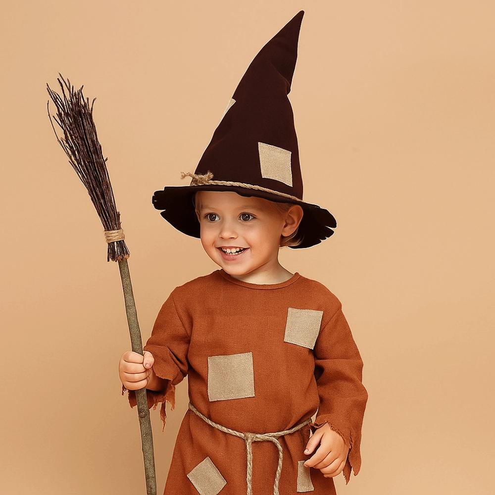 Portable Purple Mesh Veil Wizard Cap Pendant Flower Halloween Witch Hats Oxford Decoration Scarecrow Patch Witch Hat Night club