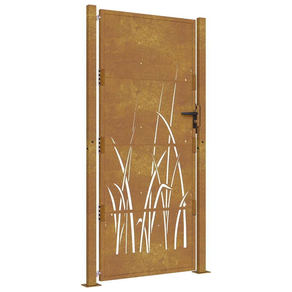 Garden Gate 100x175 Cm Corten Steel Grass Design