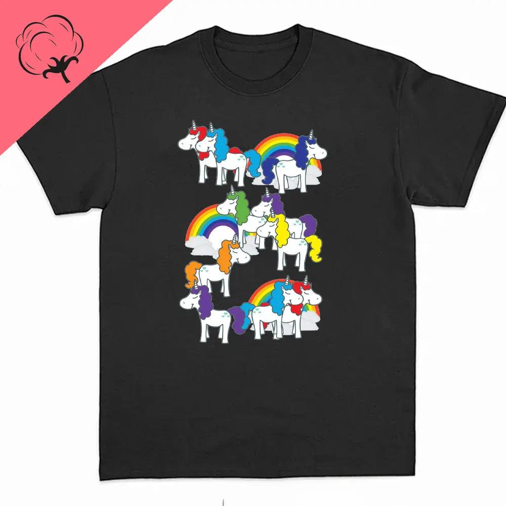 Pánské tričko s jednorožci Duhová grafická trička Vtipná trička Dámská móda Hip Hop Alpha Pánské topy 100% bavlna Unisex Estetické oblečení