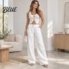 Casual Pants Women Straight Wide Leg Trousers Loose Fit Drapey High Waisted for Work Pants Solid Color Dressy Trousers Office Travel Comfortable