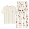 Pure Cotton Pajamas Women's Spring and Autumn 1011 New High-end Short-sleeved Trousers Loungewear Set Can Be Worn Outside