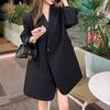 Women's Large Rose Red Suit Jacket, Medium-Long Casual Blazer for Spring and Autumn [0120]