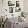 Floating Shelves for Wall, Modern Farmhouse Wall Shelves Decor Set of 4,Wall Mounted Rustic Wood Shelves for Wall Decor and Small Plants,Living Room