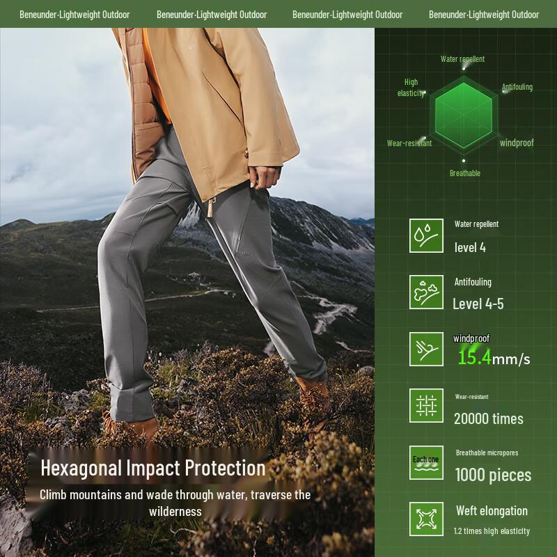 beneunder Men's Casual Commuter High-Stretch Outdoor Trousers EL85324