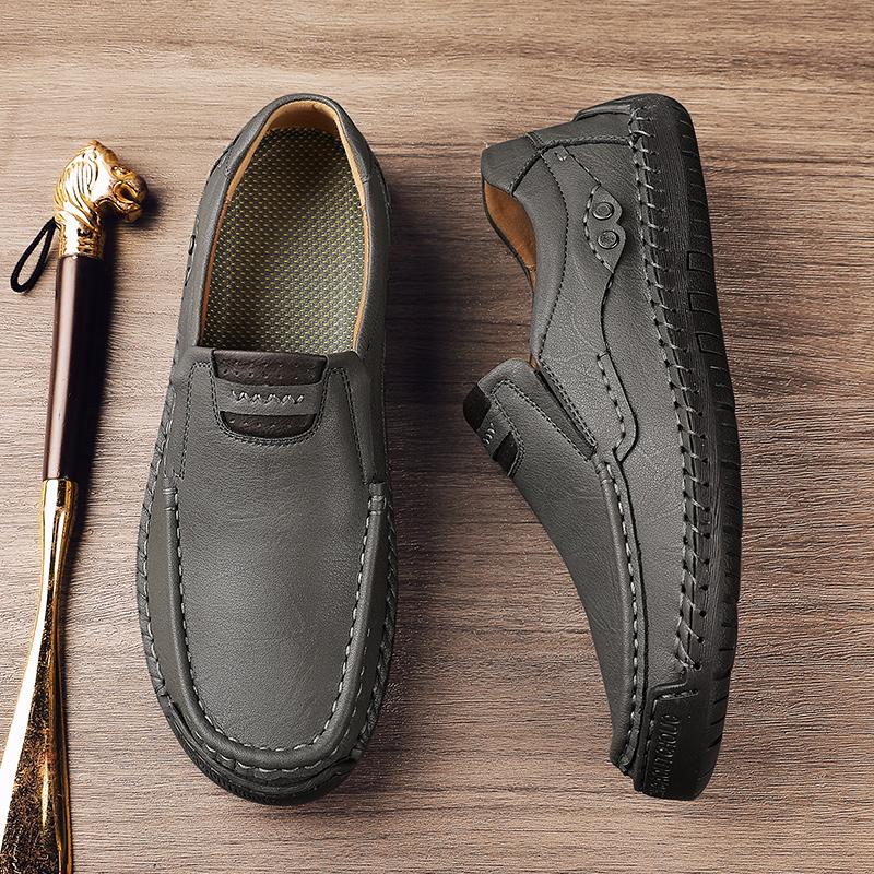 

Мужская натуральная кожа повседневная обувь дышащие мокасины мужская деловая обувь на плоской подошве обувь для вождения мужские мокасины 45 серый