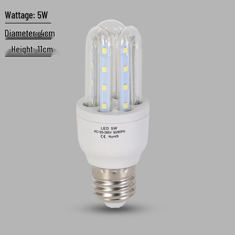 Super Bright LED Energy-saving Spiral Bulb E27 Base 4U Tube for Street and Courtyard Lighting