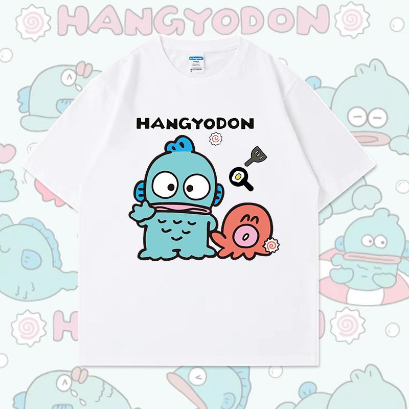 Cute Hangyodon Printed Shortsleeved Tshirt Summer Casual Loose Cotton Tops Womens Cartoon Clothes Tshirt Comfortable