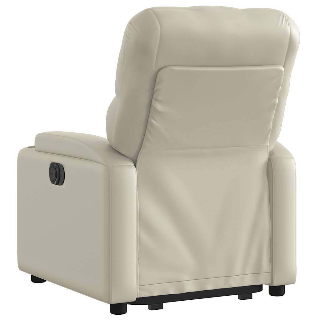 Electric Recliner Chair with Rising Function Cream Faux Leather