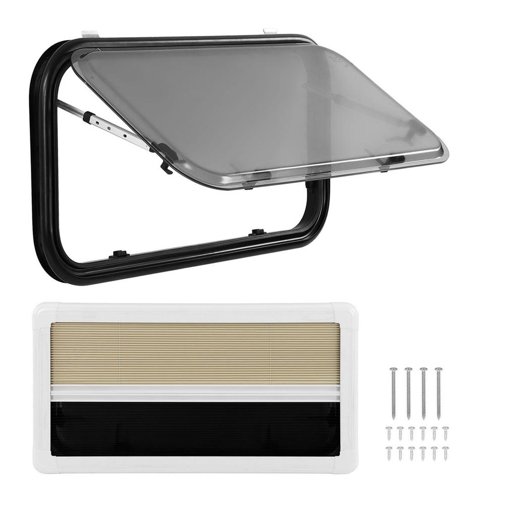 RV Push Out Window 900x450mm Double Layer Acrylic Glass 75 Degrees  Opening Angle External Exit Window with