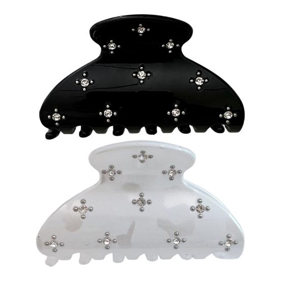 Women Hair Clip with Star-Studded Diamond Design Thick Acrylic Stable Grip Hair Accessory for Commuting Dating