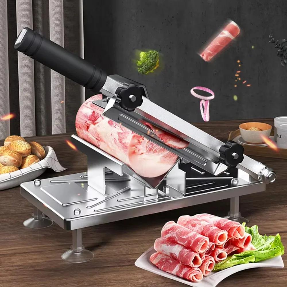 Stainless Steel Food Slicer Frozen Meats Slice Tools Beef Mutton Rolls Food Slicing Stable and Thick Sharp Meat Cutting Machine