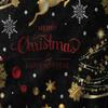 Golden Reindeer Christmas Fleece Blanket, Black with Red Holiday Greeting, Festive Throw for New Year and Xmas Decor