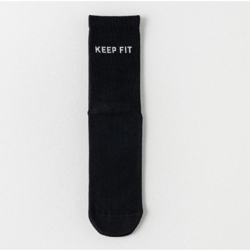 Einfarbige Yogasocken aus Baumwolle bis zur Mitte der Wade, rutschfeste Sportsocken mit Silikonunterseite, für Damen, für Indoor-Fitness, Trampolin, Tanz, Pilates