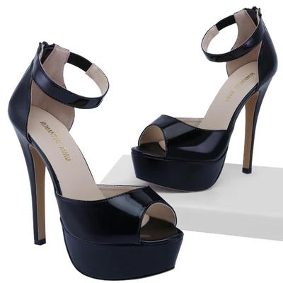 Damen Sandalen Sexy Pumps 14CM Super High Heels Offene Zehen Knöchelriemen Sandale Plateau Gladiator Stiletto Partykleid Hochzeitsschuhe Schuh