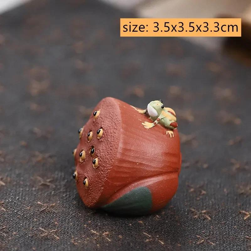 Pet de Chá de Argila Roxa Yixing Chinês Semente de Lótus Melancia Modelo Ornamento Escultura Figura de Chá Artesanato Decoração de Conjunto de Chá