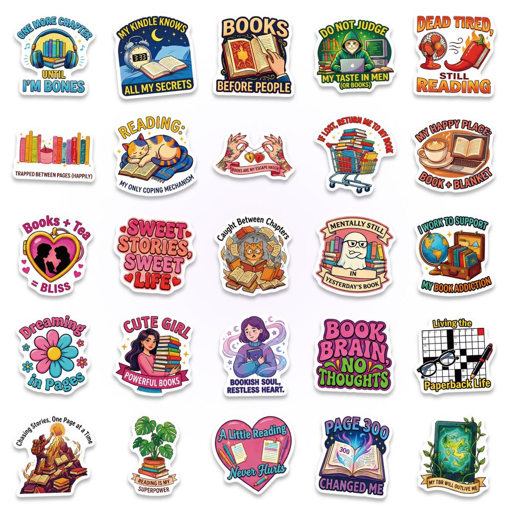 56/112 Pcs Colorful Creative Reading Theme No Repeat Stickers DIY for Phone Notebook Stationery Box Helmet Car Bookshelf Decals