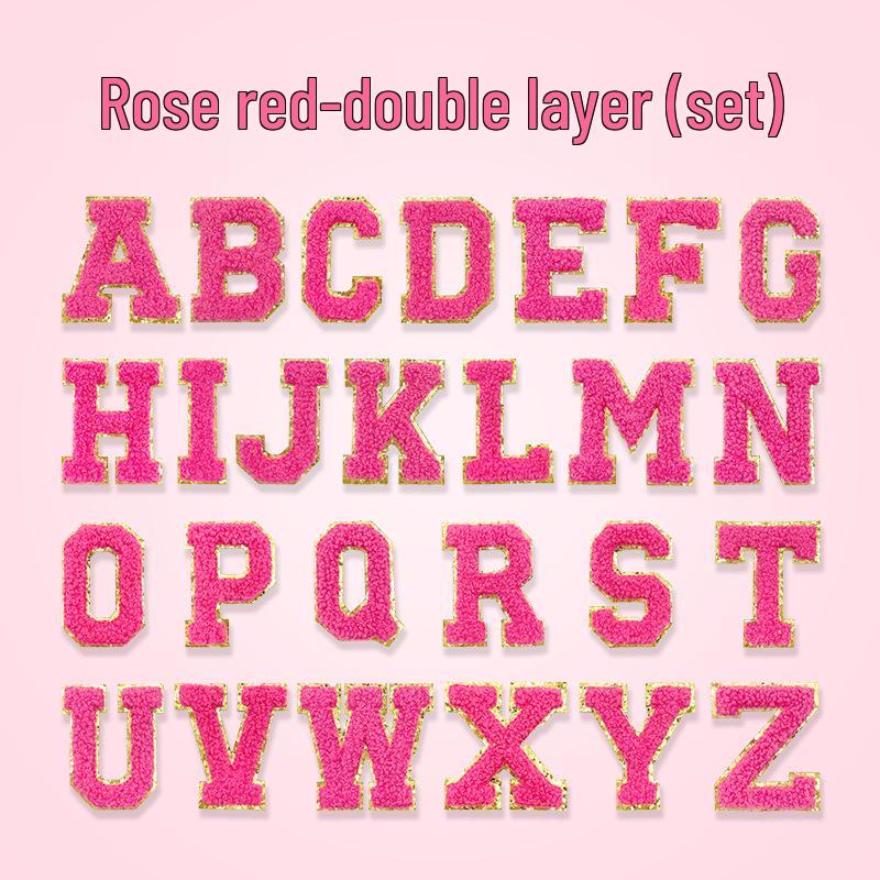 Gold-Edged Chenille Letter Patch for Clothing Accessories