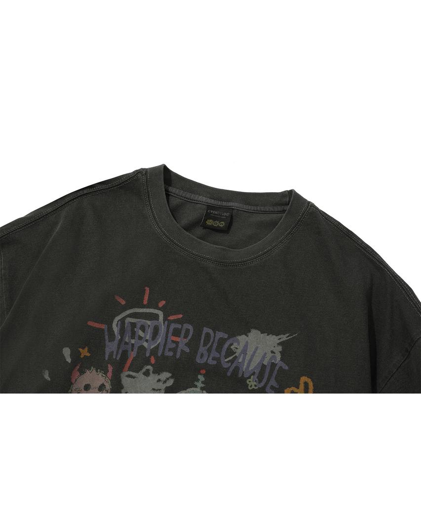 CPGN STUDIO Happy Day Pigment Short Sleeve T-Shirt Smoke Black