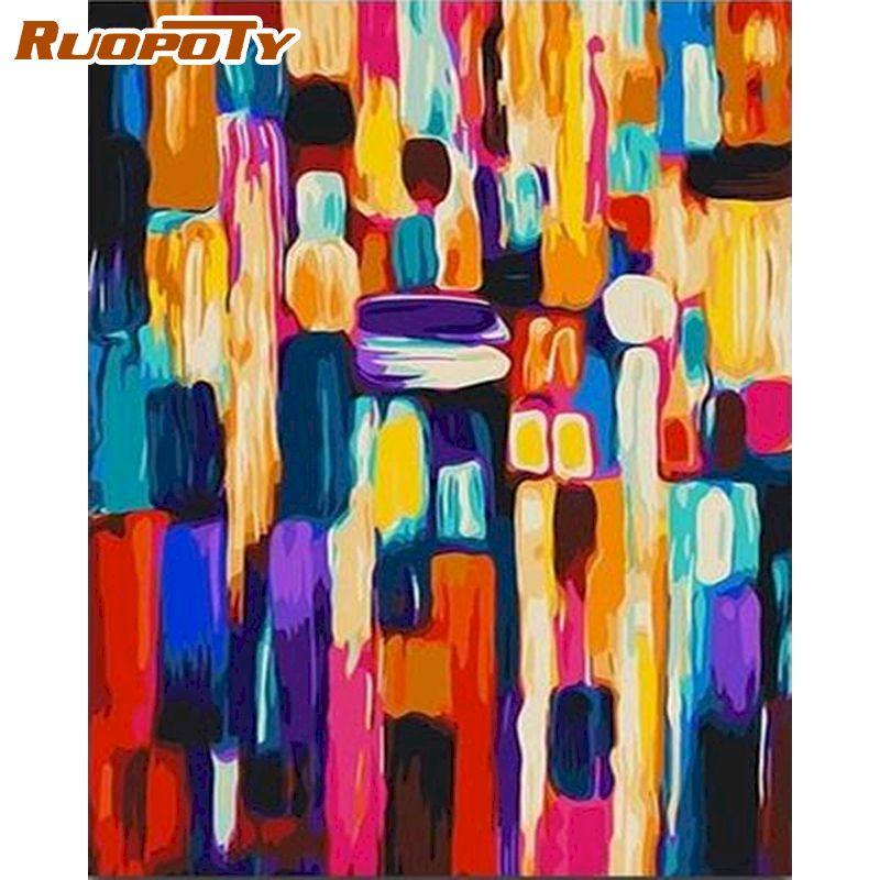 RUOPOTY Frameless Abstract Painting Colorful Oil Painting DIY Painting By Numbers Modern Wall Art Picture Hand Painted For Wall Decoration 40x50cm