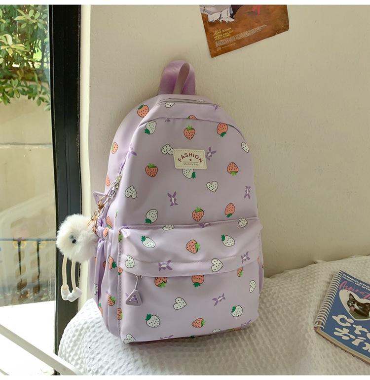 Schoolbag new high-value Japanese ins fresh and sweet strawberry backpack junior high school students lightweight travel spring outing backpack