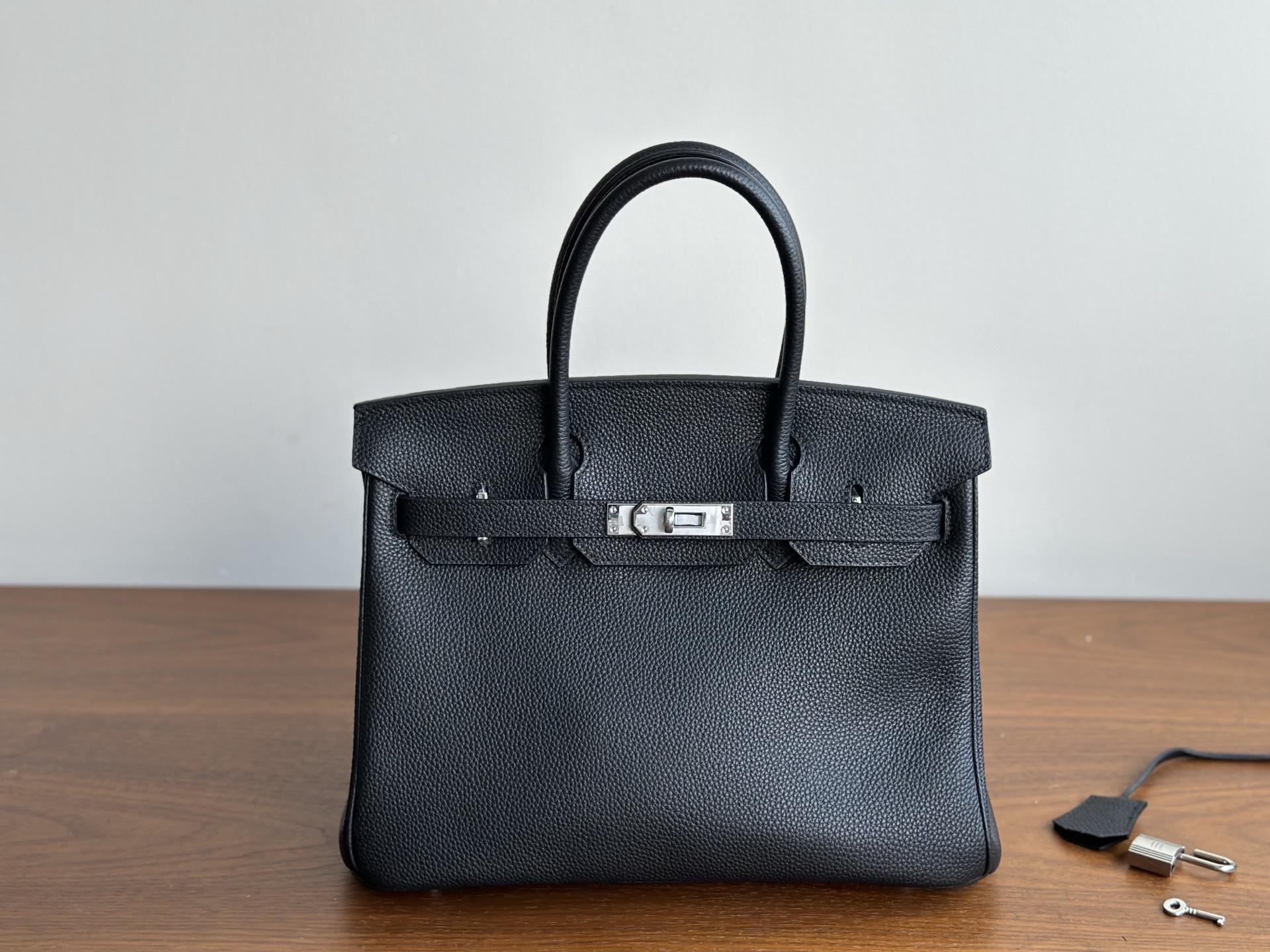 

30cm Bronze Togo Leather Top Layer Cowhide Fashion High-End Large Capacity Handbag Single Shoulder Strap Womens Bag 30cm