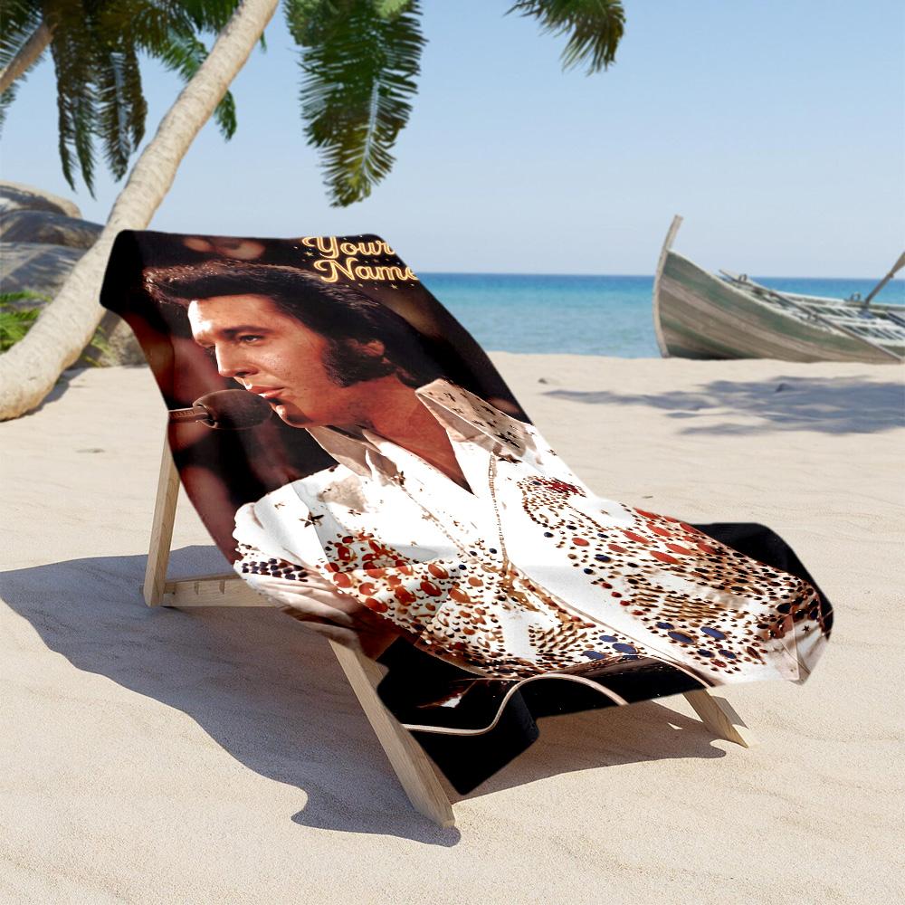 Elvis Presley Personalized Name Beach Towel High Absorbency & Quick-Dry Portable for SwimmingBeachCamping Travel Beach AccessoriesGym