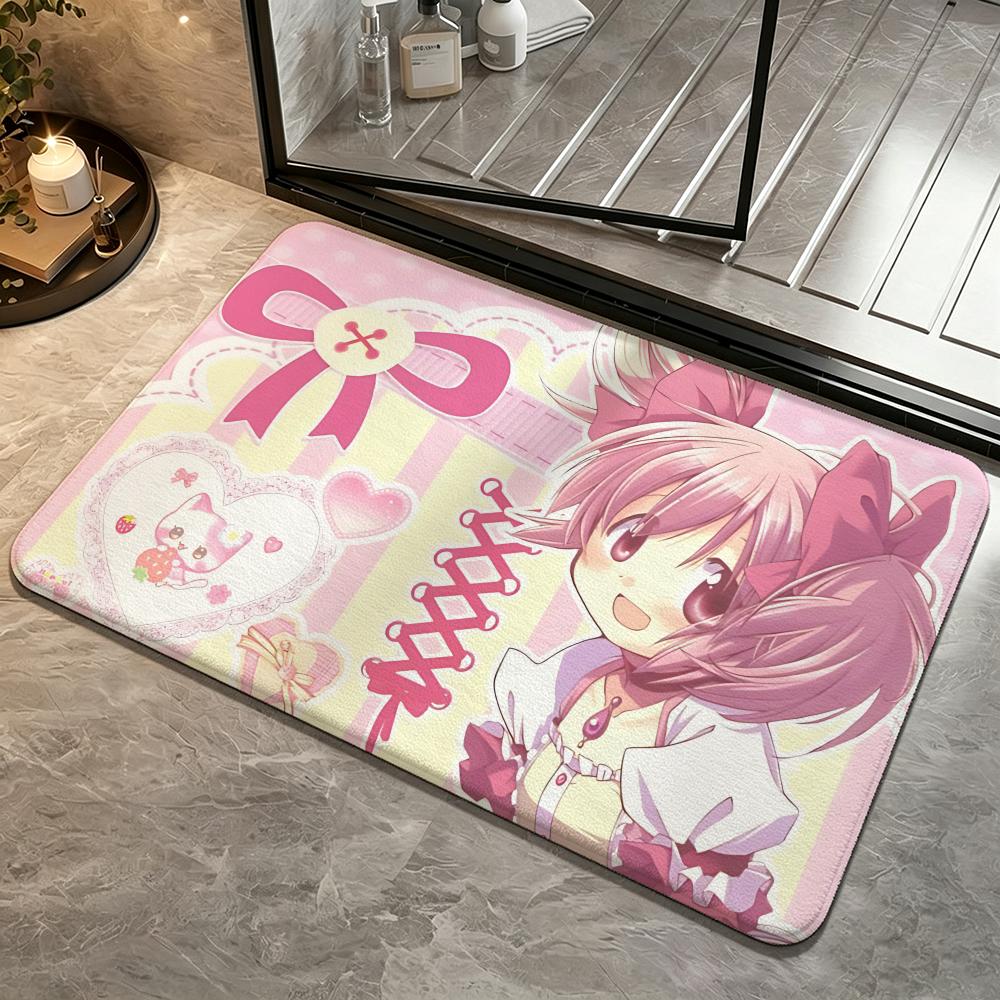 Anime-Puella Magi Madoka MagicaS Floor Mat Bedroom Carpet, Bathroom Foot Mat, Doormat, Non-Slip Absorbent Multi-Use