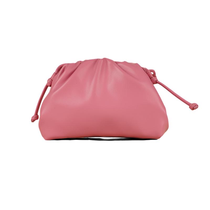 Women's 2024 Soft Leather Pleated Handbag - Evening, Shoulder, and Messenger Bag with Solid Color Texture.