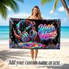 Neon Colorful Theme Quick Dry Beach Towel Custom Name Text Print Large Sand Resistant Towel Beach Vacation