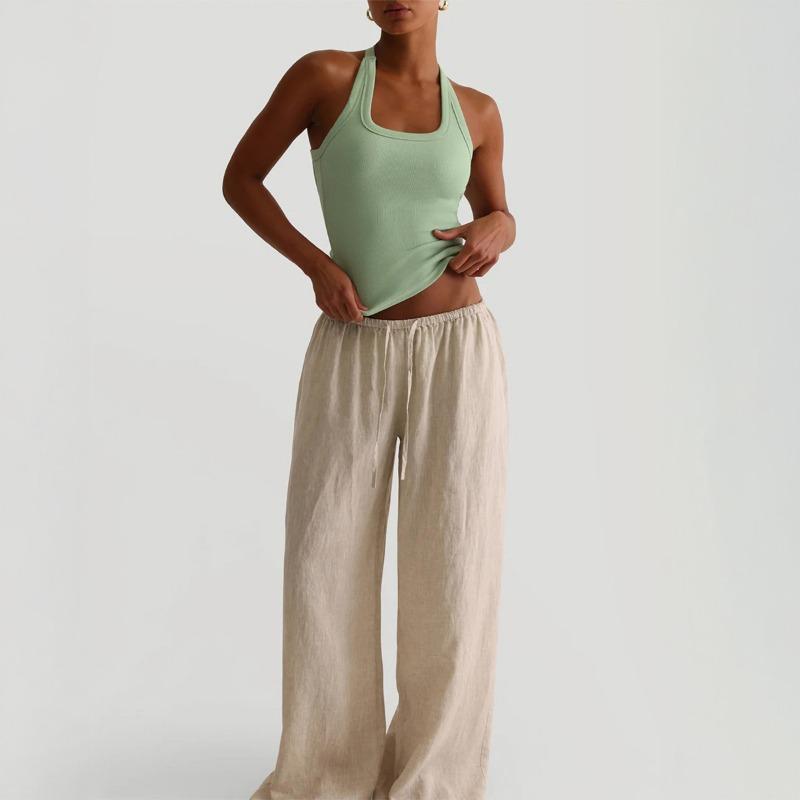 Hot Girl Yoga Halter Camisole  Ribbed Halter Neck Crop Tank Top