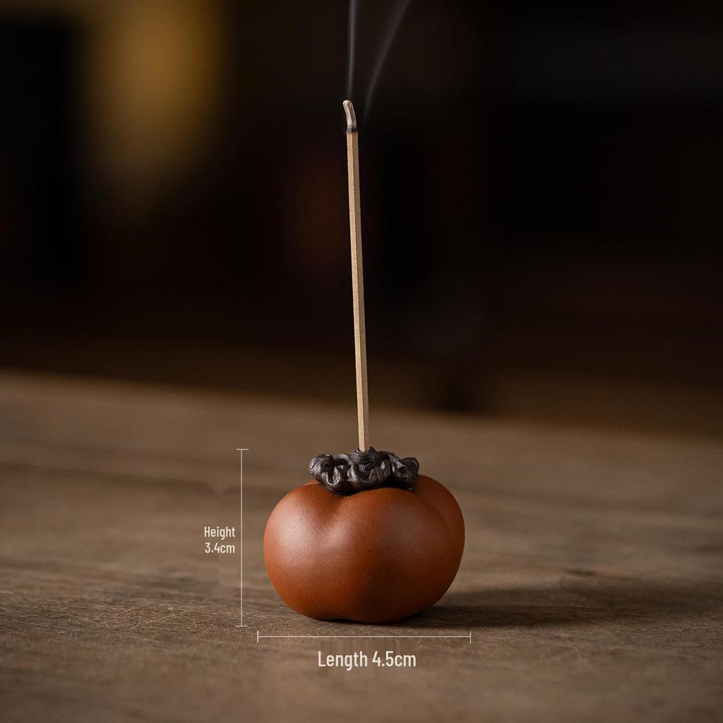 Zisha Persimmon Incense Holder: Ruyi Home Zen Decor for Tea Table