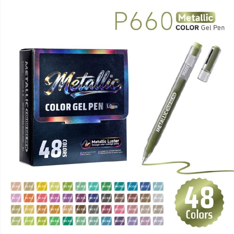 48 Color Metallic Gel Pen Multicolor Acrylic Gel Pen For Artist Student Journaling Sketching And Creative Art Project