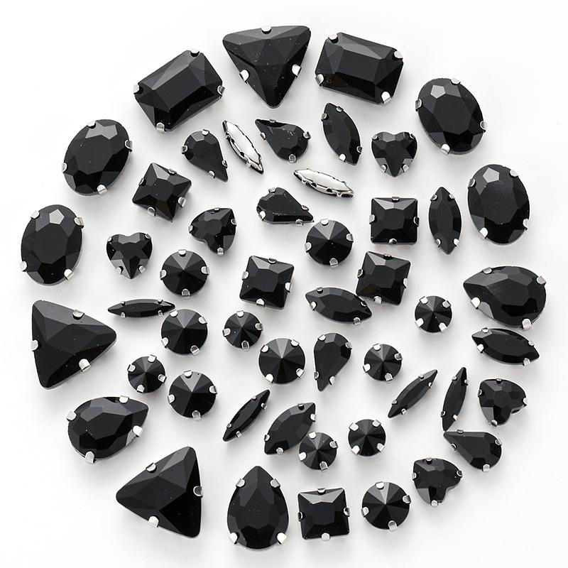 50 Mixed Silver Claw Drill Crystal Sewing Drill with Holes DIY Handmade Wedding Apparel Materials Jewelry Accessories Rhinestone Sew On Beads