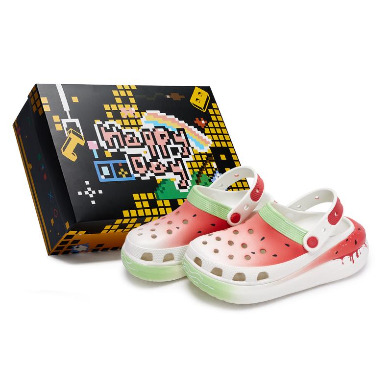 

Crocs Crush Clog 811 Watermelon Clog Special Shoe Box Contrast Hole Shoes Unisex White Red Green 39-40