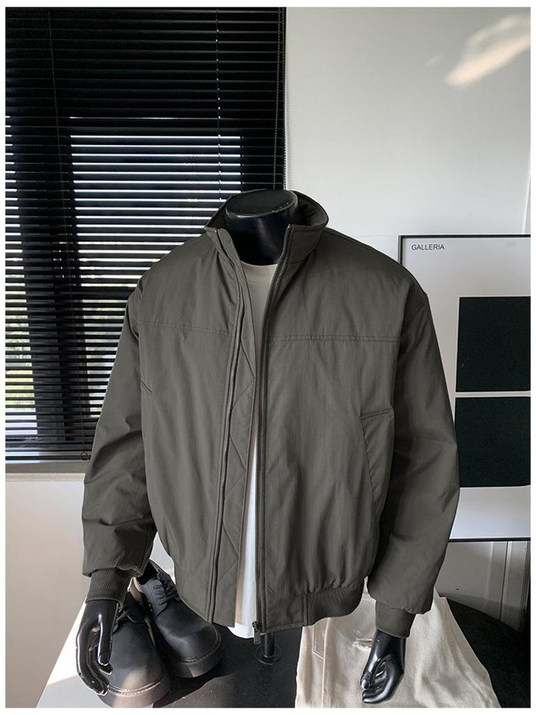 Herren High-End Baumwolle Workwear Bomberjacke - Stehkragen, Lässiger lockerer Coach-Stil für Herbst/Winter