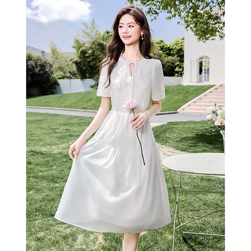 Chic Tie-Neck A-Line Midi Dress