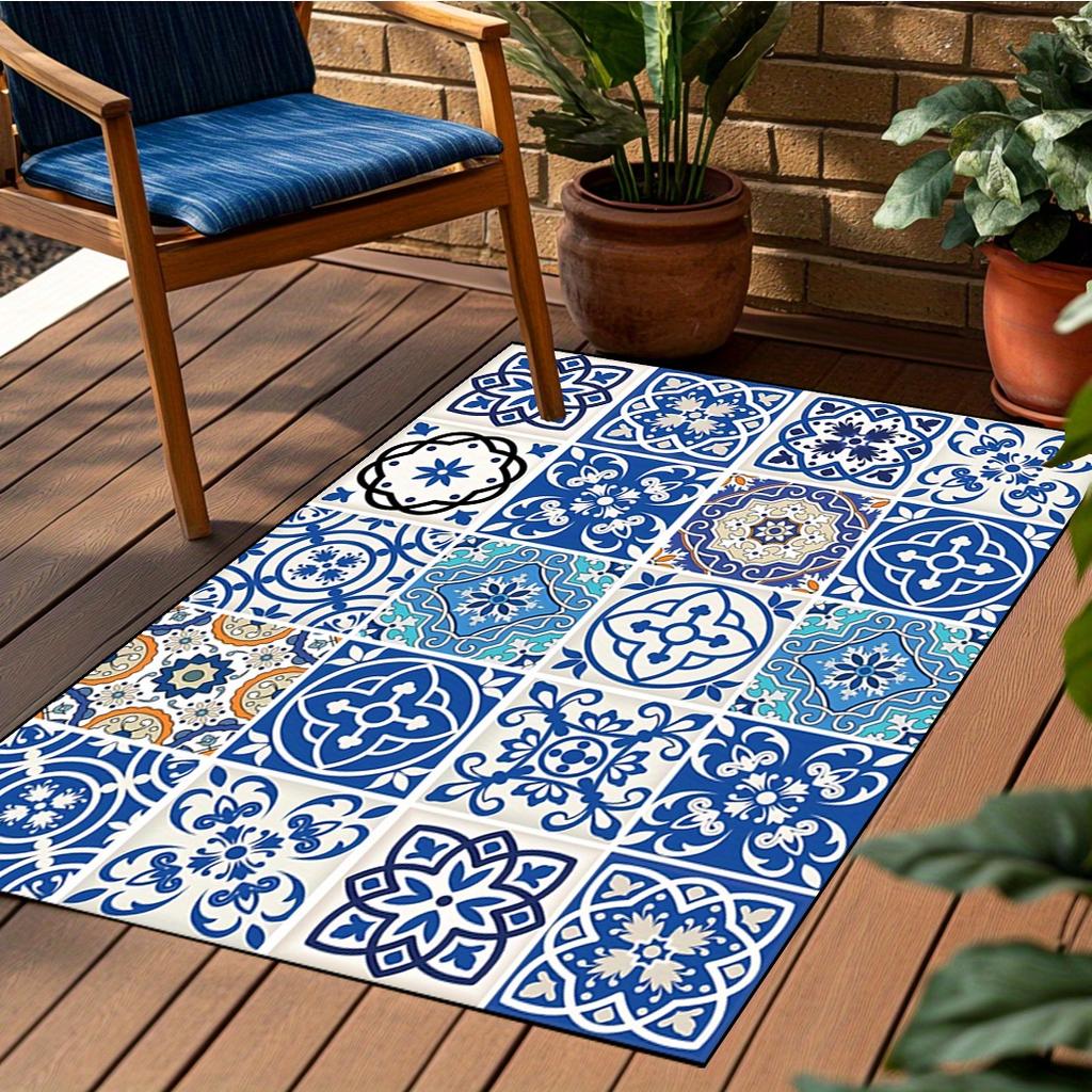 Vintage Mandala Style Area Mat - Easy Clean, Non-Slip, Large Size Indoor/Outdoor Mat for Patio, Garden, Courtyard, Bed
