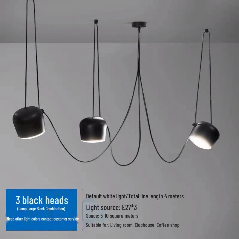 Nordic Industrial Style Three-Head Pendant Light for Cafe, Bar, or Exhibition Hall