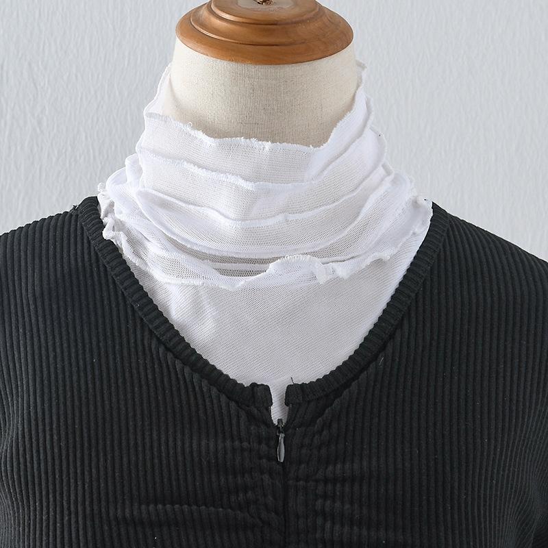 Elegant Mesh Multilayer Pleated Fake Collar Decorative Neck Cover Half Top Collar Sweater Shirt Detachable High Collar
