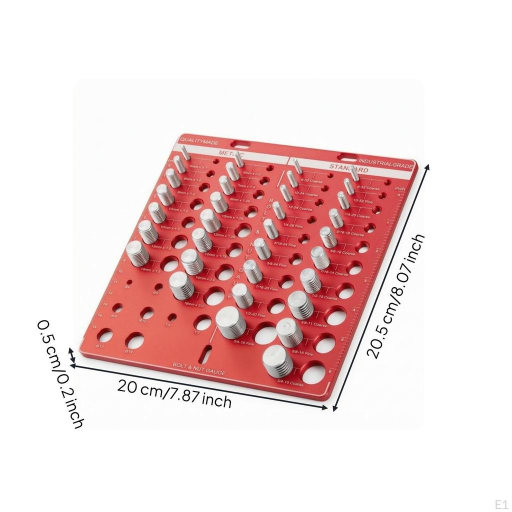 Bolt and Nut Thread Gauge Aluminum Alloy with Ruler PrecisionCut Size for