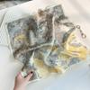 Spring new magnolia floral silk small square scarf women's high-end mulberry silk silk scarf scarf elegant silk scarf gift